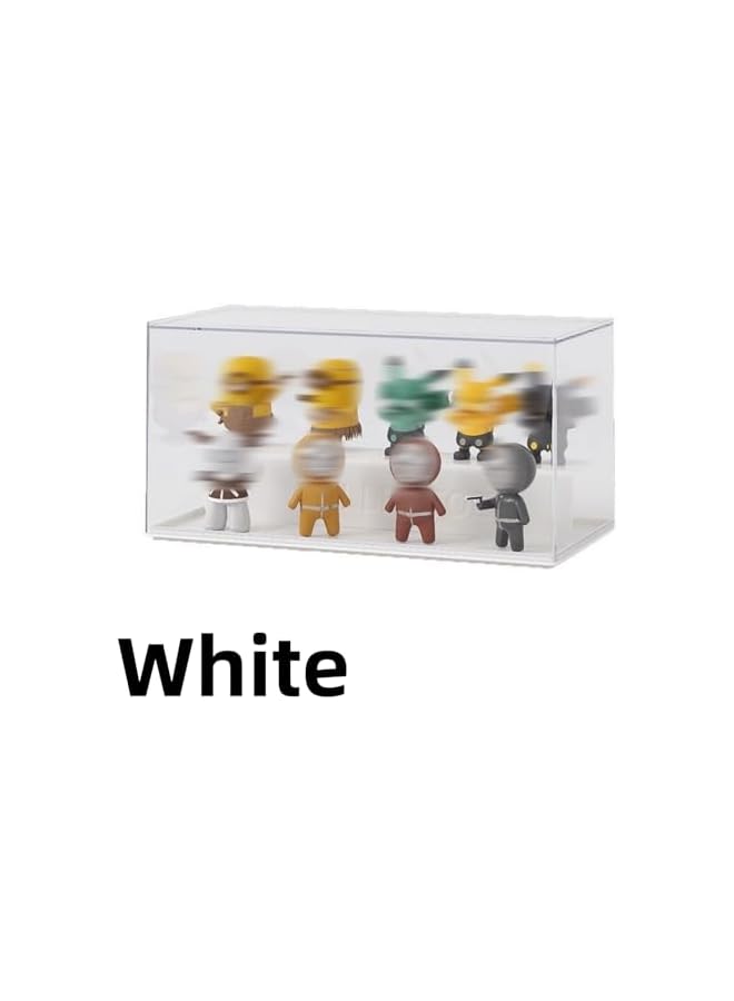 The Bros حامل عرض الألعاب رف أكريليك صندوق شفاف كامل عرض رف المتجر تخزين عرض مجموعة عرض عناصر الرسوم المتحركة، معروض بشكل منظم، حامل عرض مزدوج الطبقة للألعاب والمجوهرات (أبيض) - Image 4