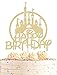 AHAORAY Castle Birthday Cake Topper Gold Glitter Castle Theme Birthday Party Cake Decoration Supply Princess Prince Happy Birthday Cake Topper Photo Prop - Image 3