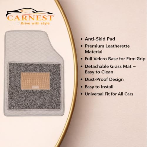 CARNEST 7D Luxury Leather Car Floor Mat | 100% Waterproof, Dustproof & Anti-Slip | Universal Fit Compatible with (Amaze,Beige) - Image 3