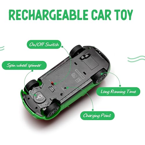 Gooyo GY-347CH Hi-Speed Rechargeable RC Car Toy with Glowing Headlights Feature | User-Friendly RC Car Toy for Kids | Green | in-Built Battery | Gift Box Packaging - Image 4
