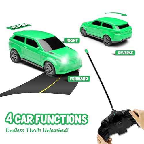 Gooyo GY-347CH Hi-Speed Rechargeable RC Car Toy with Glowing Headlights Feature | User-Friendly RC Car Toy for Kids | Green | in-Built Battery | Gift Box Packaging - Image 3