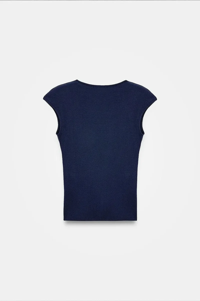Dilvin Navy Blue DILVIN Women’s Slim Fit Wrap Blouse for Women | Best Price UAE