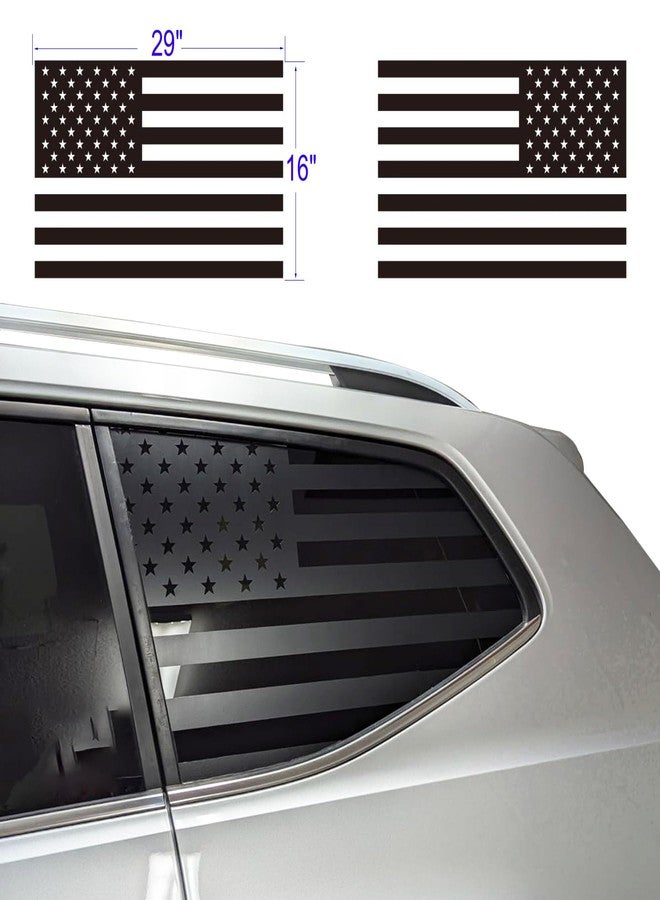 Zxiaochun 1Pair American Flag Window Decals for Car SUV Trucks, Universal USA Flag Vinyl Sticker Free Installation Tools Matte Black(29" x 16") - Image 2