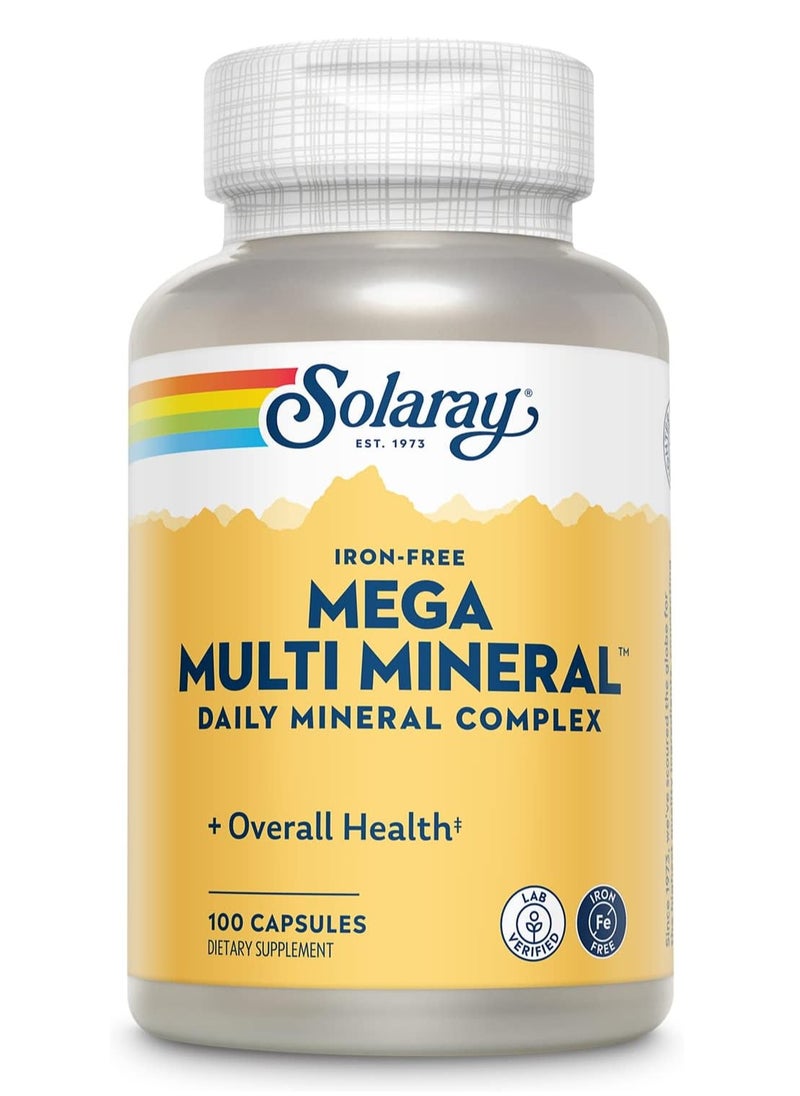 Solaray Solaray Iron-Free Mega Multi Minerals Daily Mineral Complex + Overall HEalth, 100 Capsules 
