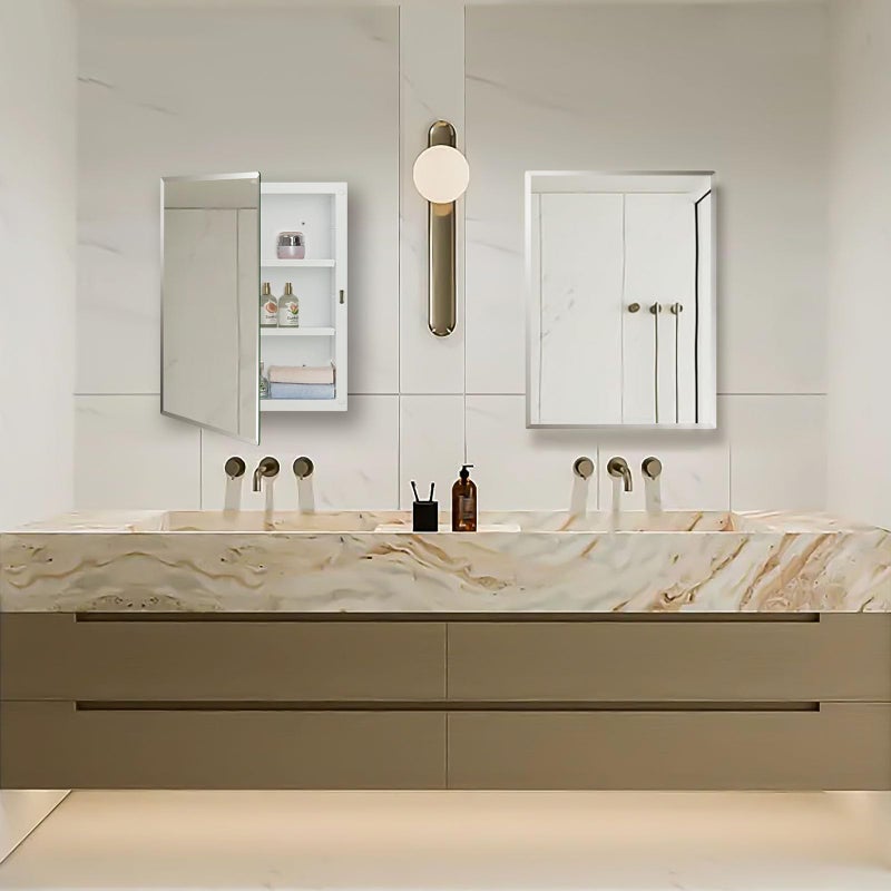 IDYLLOR Plastic Medicine Mirror Cabinet for Bathroom 16 x 20 inch, Surface and Recessed Mount - Image 5