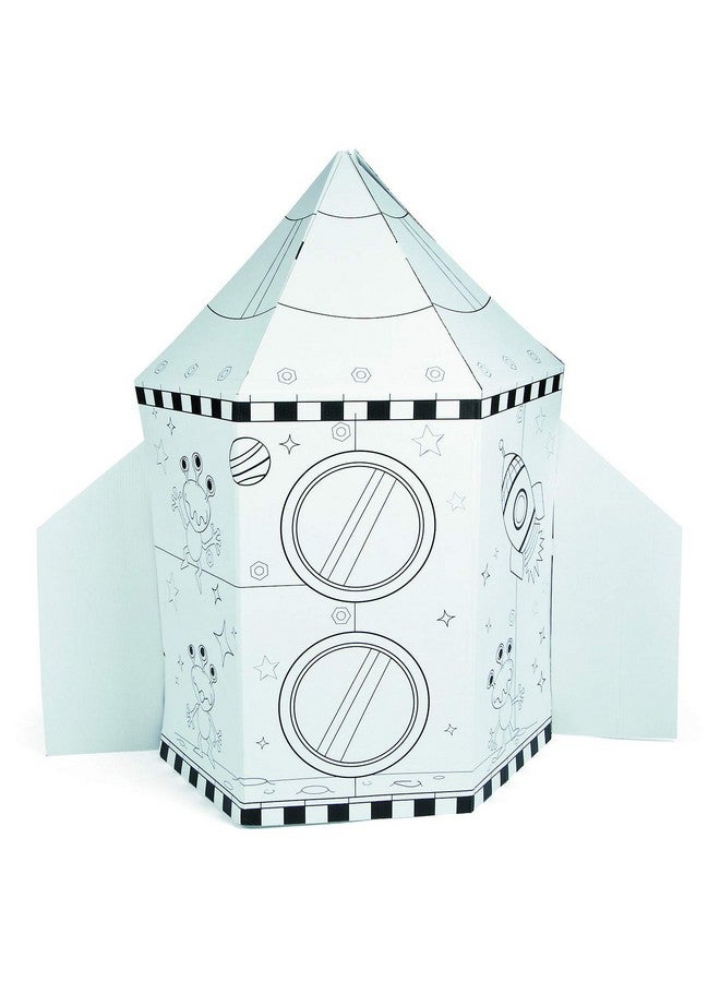 فن إكسبريس منزل صاروخي من الورق المقوى للأطفال - منزل لعب صاروخي من الورق المقوى بارتفاع 5 أقدام للأطفال، ساعات من المرح الإبداعي، تغذي خيال طفلك - مساحة آمنة للأطفال للحلم واللعب والتخيل - Image 2