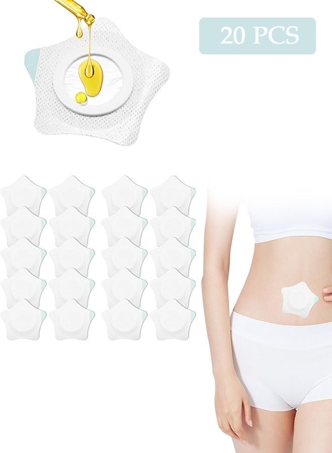 20 Pcs Castor Oil Pack Wrap, Self-Adhesive Star Shape Castor Oil Pads with Leak-Proof Ring, Disposable Castor Oil Compress Wraps for Belly & Body Absorption - Image 1