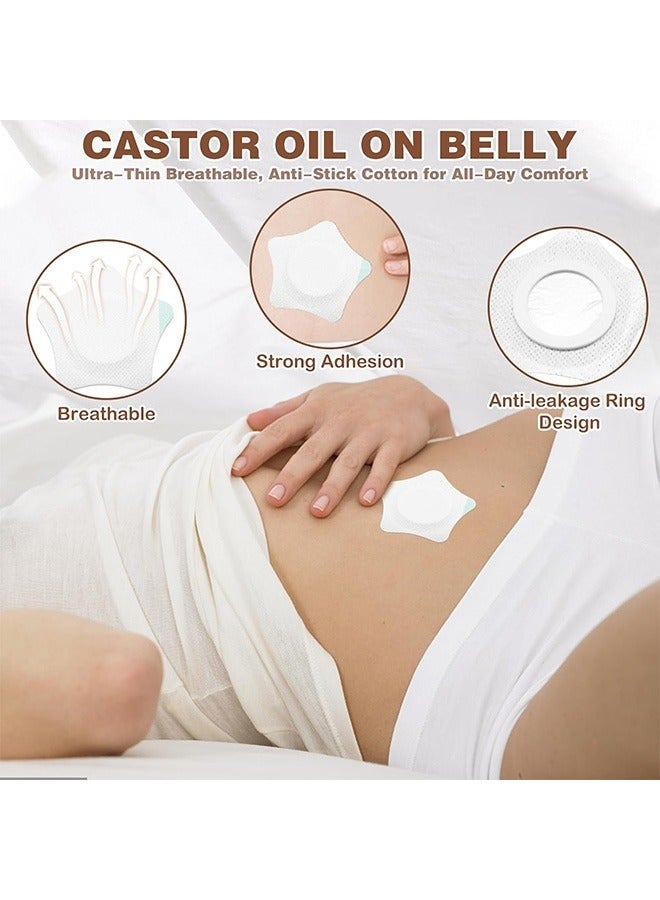 20 Pcs Castor Oil Pack Wrap, Self-Adhesive Star Shape Castor Oil Pads with Leak-Proof Ring, Disposable Castor Oil Compress Wraps for Belly & Body Absorption - Image 4