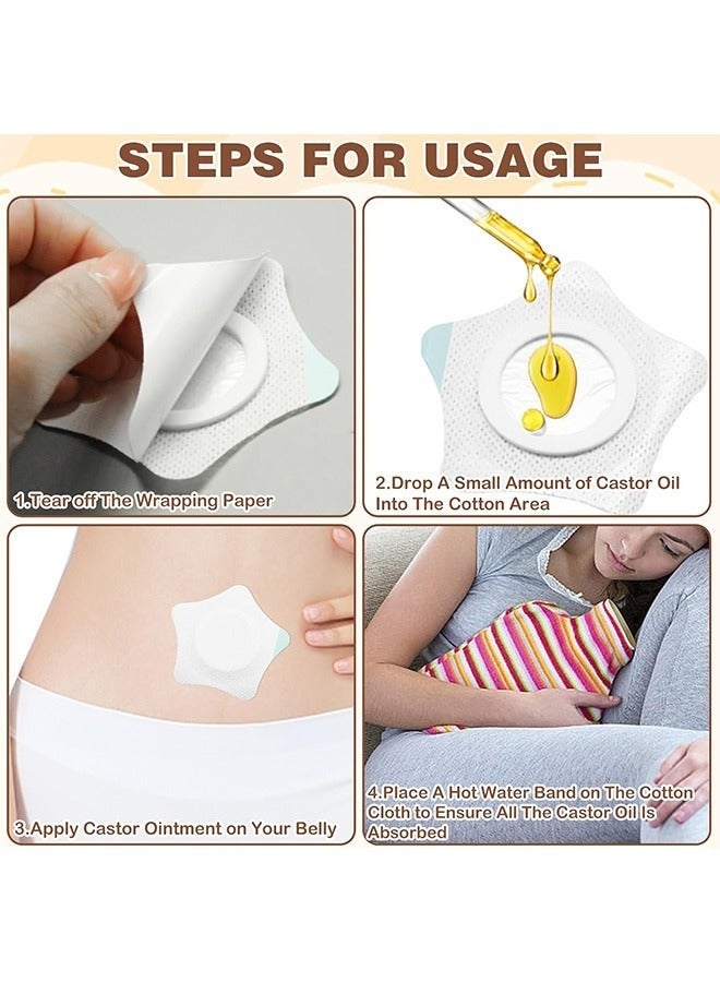 20 Pcs Castor Oil Pack Wrap, Self-Adhesive Star Shape Castor Oil Pads with Leak-Proof Ring, Disposable Castor Oil Compress Wraps for Belly & Body Absorption - Image 5