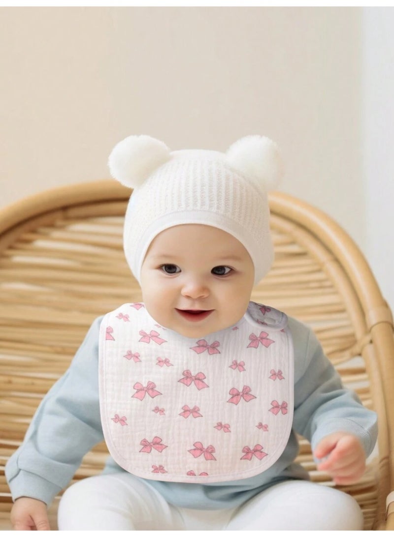 Kisunya Baby Bib - 4Pcs Infant Muslin Bibs – 100% Cotton, Ultra Soft and Absorbent Baby Drool Bibs with Cute Patterns, Lightweight and Breathable Newborn Essentials, Reusable and Gentle on Sensitive Skin, Ideal for Feeding, Teething, and Daily Use, Easy to Carry and Clean. - Image 4