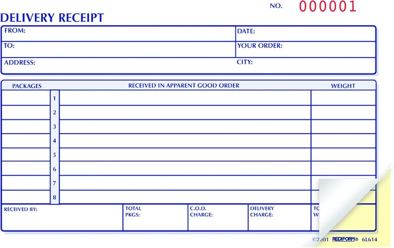 Rediform Carbonless Delivery Receipt Book with Flexible Cover - 50 Numbered Forms - Image 3