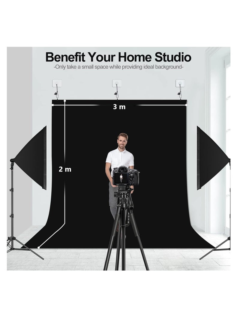 GUDOO Photography Backdrops for Wall Mounted Setup Photoshoot Pure Screen Cloth Sheet Background Zoom Polyester Photo Back Drop Pack for Party Photo Video Shoot 3 x 2 m  - Image 2