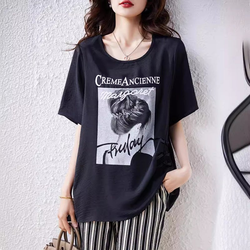 Real S : Spring/ Fashion Loose Short-Sleeve T-Shirt, Plus-Size European Design, Slimming And Body-Covering Top - Image 2