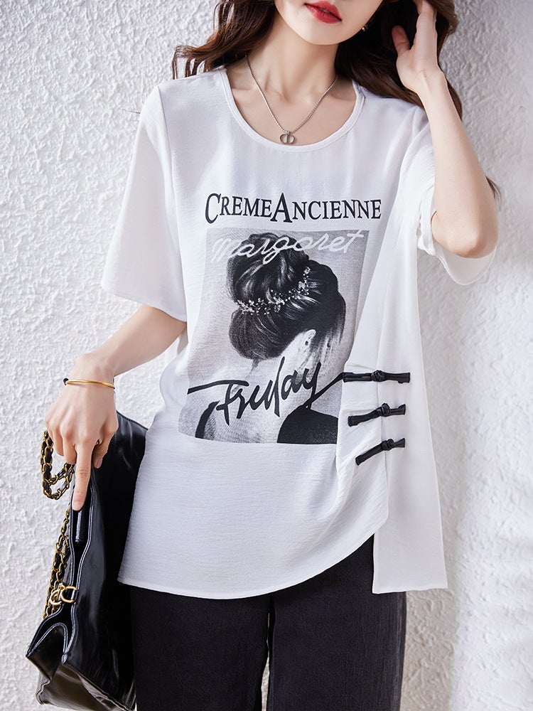 Real S : Spring/ Fashion Loose Short-Sleeve T-Shirt, Plus-Size European Design, Slimming And Body-Covering Top - Image 1