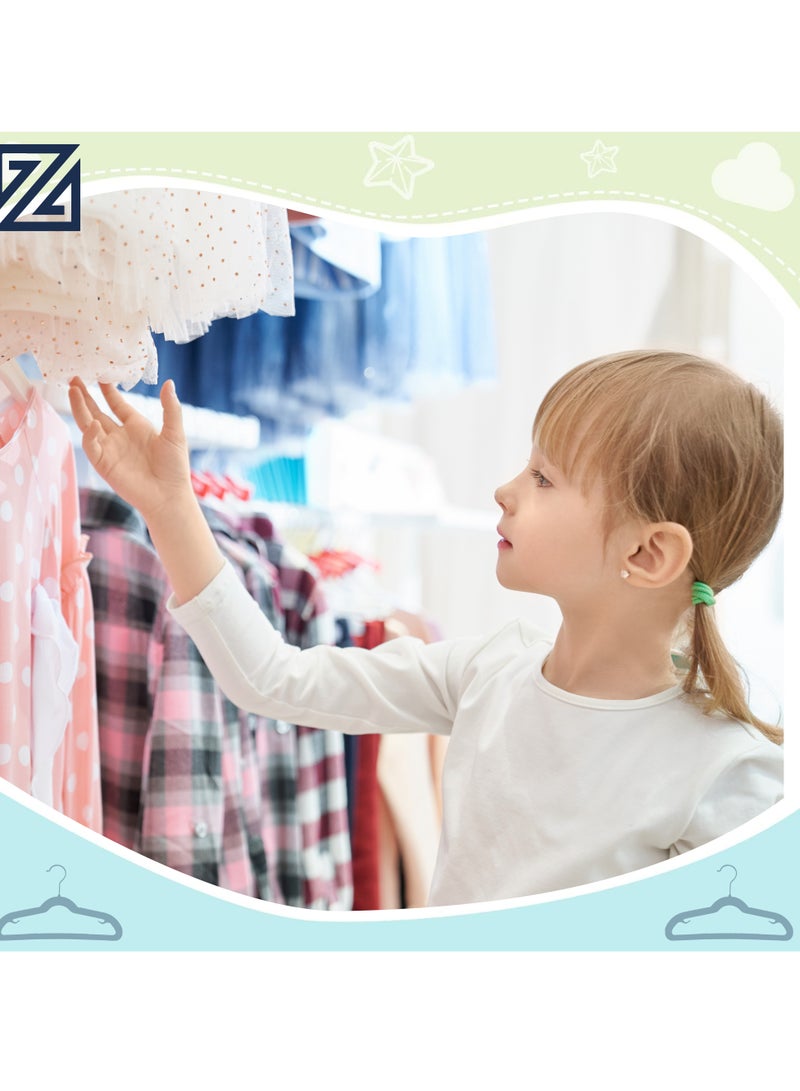 ZOBER Non-Slip Rubber Pad Kids Hangers, Premium Quality Plastic Hangers 360º Swivel Hook Heavy Duty Space Saving Clothes Hanger for kids, Shirt, Coat, Pant, Children Closet (WHITE) - Image 4