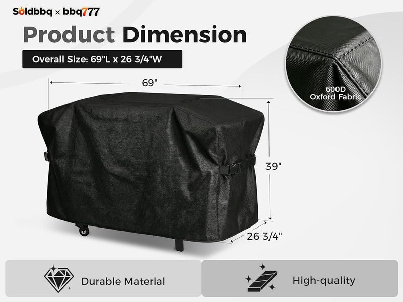 bbq777 غطاء للمقلاة رقم 5482 مناسب لمقلاة Blackstone Proseries بقياس 36 بوصة مع غطاء، غطاء مقاوم للماء من نوع 600D عالي الجودة، غطاء مقلاة ذو سطح مستوي لمقلاة Blackstone ProSeries بقياس 36 بوصة. - Image 2