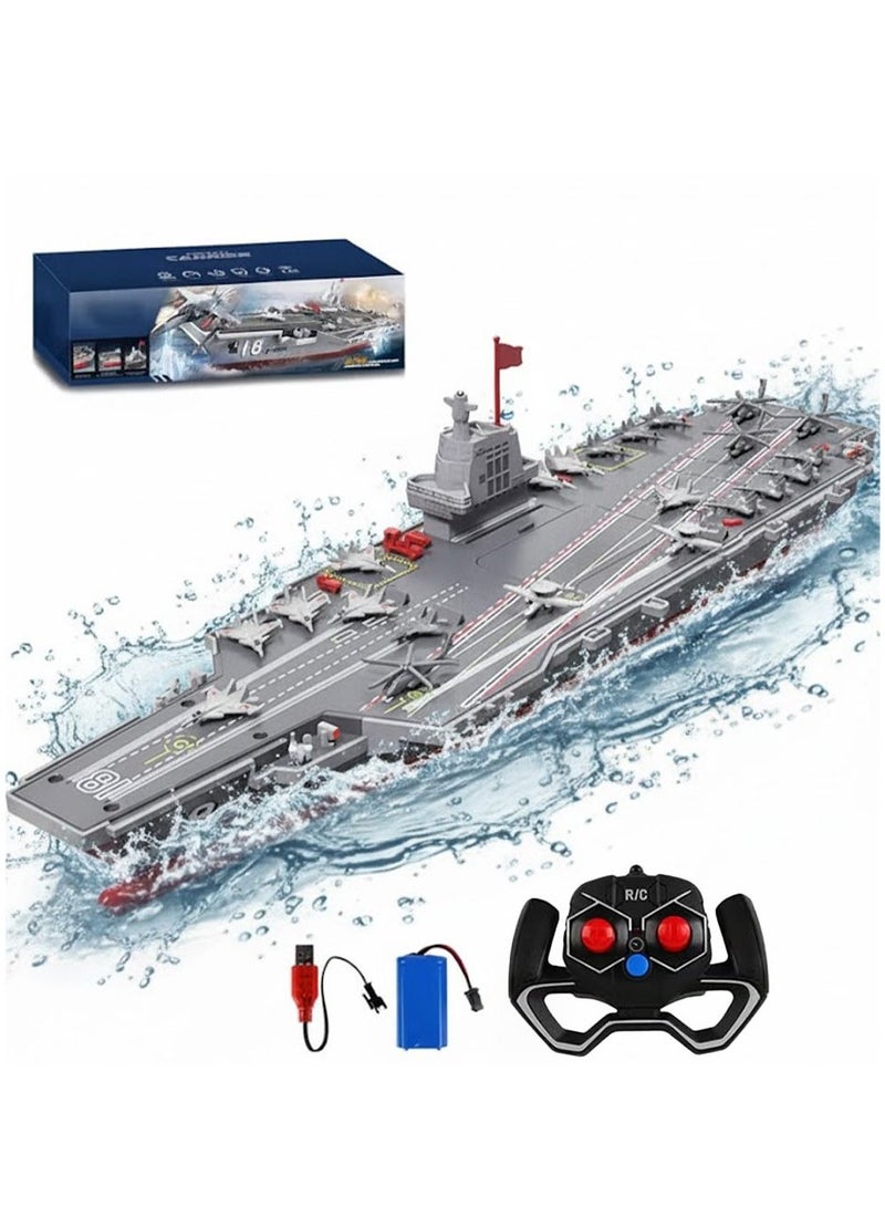 بلو فاير سفينة حربية تحكم عن بعد 2.4G – حاملة طائرات للأطفال والكبار – لعبة DIY مع محرك مزدوج قوي، تحكم سريع بلمسة زر، تحرك في جميع الاتجاهات، إيقاف تلقائي عند نفاد البطارية، لعبة عائمة للمسابقة في المسبح والبحيرات - Image 1