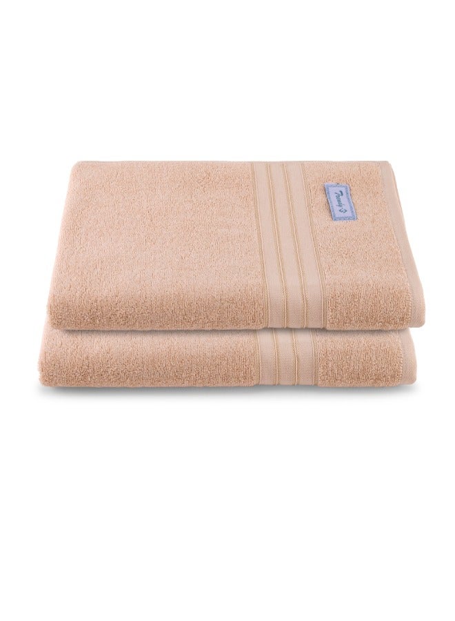 BYFT Home Trendy (Peach) Premium Cotton Bath Sheet (90 X 180 Cm-Set Of 2) Highly Absorbent, High Quality Bath Linen With Striped Dobby 550 Gsm - Image 2