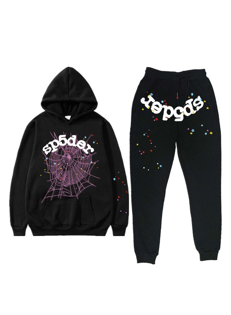 Two-piece hip-hop singer printed couple sweatshirts for men and women hooded sweatshirts - Image 1