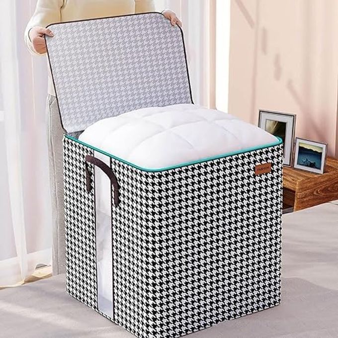 HR MALL COLLAPSIBLE STORAGE BAGMULTIPURPOSE FOLDABLE LAUNDRY BAG BASKET QUILT STORAGE BAG BIG CLOSET WARDROBE ORGANISER BOX WITH MOISTURE PROOF CLOTH ZIPPERED CLOSURE 180L PACK OF 1