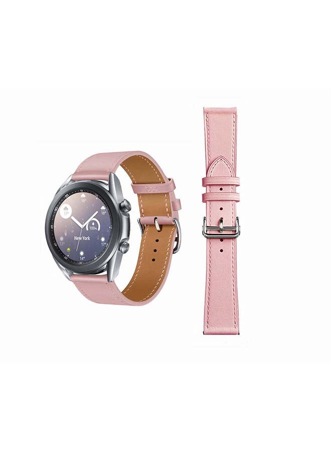 Perfii Supreme Genuine Leather Replacement Band For Samsung Galaxy Watch3 41mm Pink - Image 1