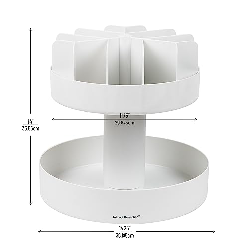 Mind Reader 2-Tier Snack Carousel, Countertop Organizer, Snack Tray, Breakroom, Kitchen, 14.25"L x 14.25"W x 14"H, White - Image 3