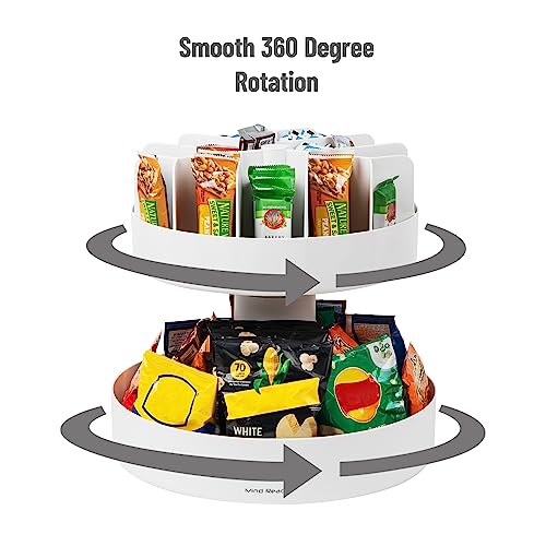 Mind Reader 2-Tier Snack Carousel, Countertop Organizer, Snack Tray, Breakroom, Kitchen, 14.25"L x 14.25"W x 14"H, White - Image 4