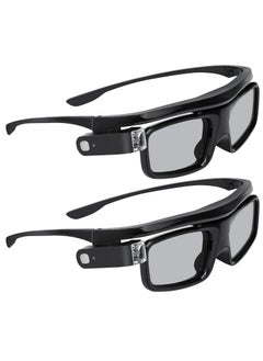 DLP Link 3D Glasses for Aurora, Aurora Pro Rechargeable Active Shutter Glasses Home DLP Projector Glasses Lightweight and Comfortable 3D Glasses Ghost Free Flicker Free Black 2Pack