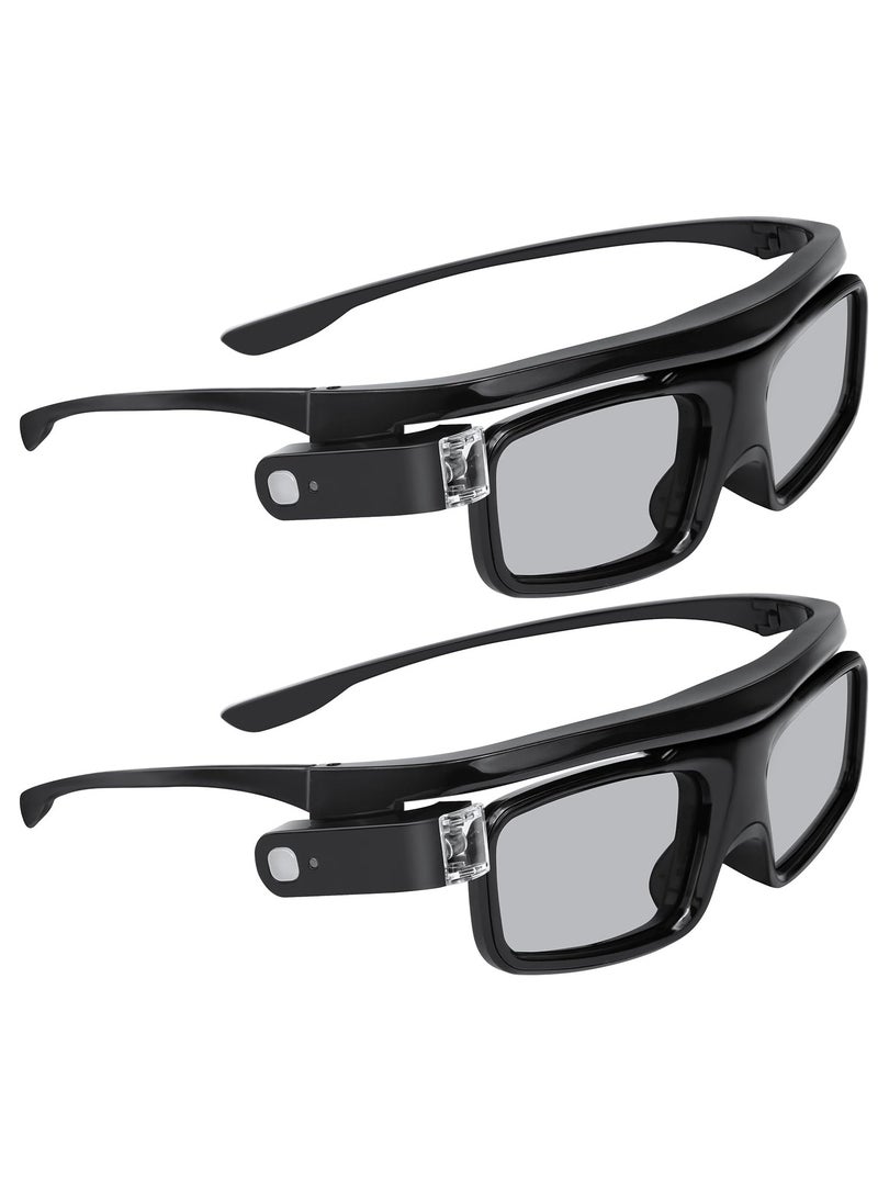 SYOSI - DLP Link 3D Glasses for Aurora, Aurora Pro Rechargeable Active Shutter Glasses Home DLP Projector Glasses Lightweight and Comfortable 3D Glasses Ghost Free Flicker Free Black 2Pack - Image 1