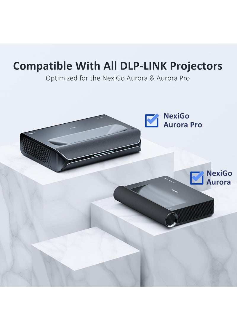 SYOSI - DLP Link 3D Glasses for Aurora, Aurora Pro Rechargeable Active Shutter Glasses Home DLP Projector Glasses Lightweight and Comfortable 3D Glasses Ghost Free Flicker Free Black 2Pack - Image 1