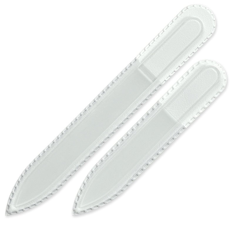 Mont Bleu Set of 2 Czech Glass Nail Files Genuine Czech Tempered Glass Handmade Double Sided Etched Crystal Nail Files for Natural Nails