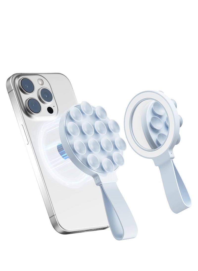 general Magnetic Silicone Suction Cup Phone Mount Built-in Mirror for MagSafe,Sticky Phone Grip Holder for iPhone, Hands-Free for Makeup Shower, Octo Sticky Buddy Thing Back of Case for TikTok Selfie Video - Image 1