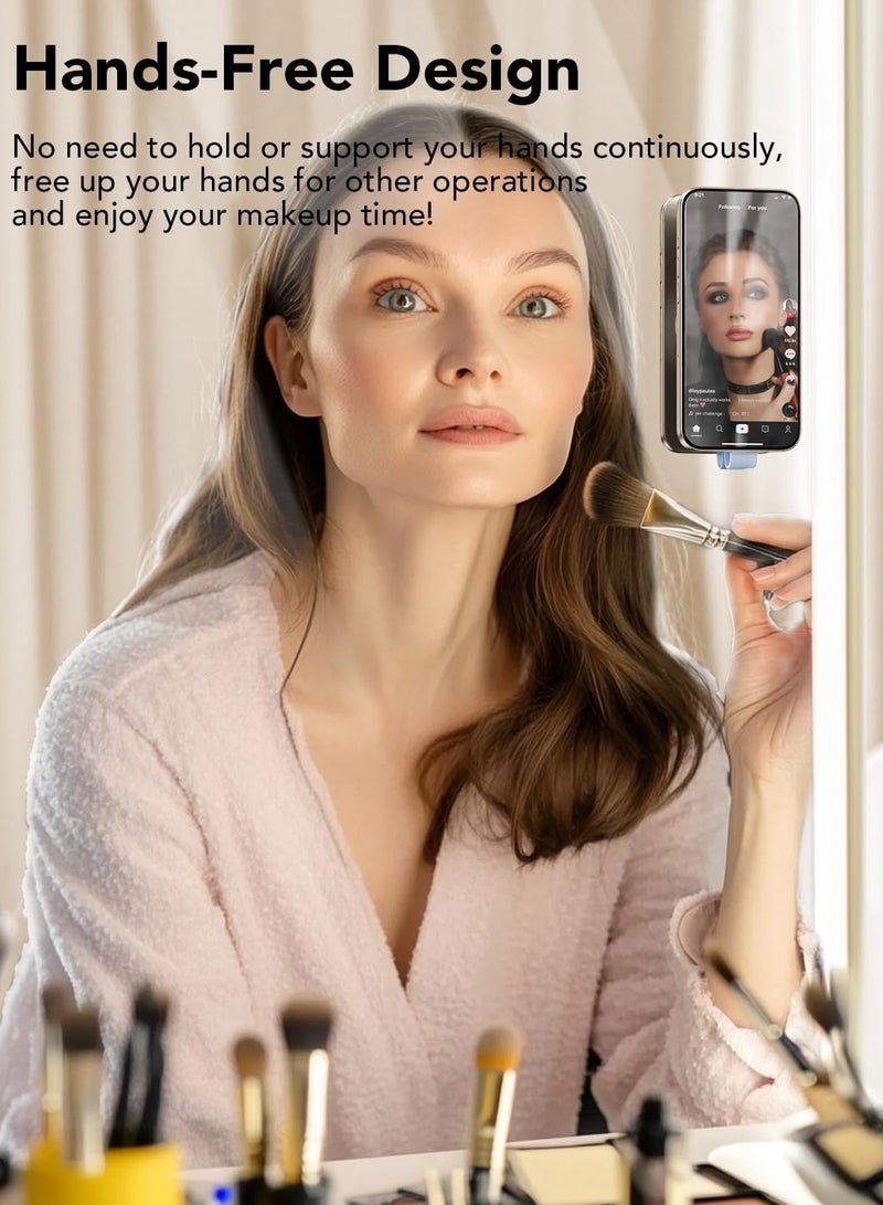 general Magnetic Silicone Suction Cup Phone Mount Built-in Mirror for MagSafe,Sticky Phone Grip Holder for iPhone, Hands-Free for Makeup Shower, Octo Sticky Buddy Thing Back of Case for TikTok Selfie Video - Image 4