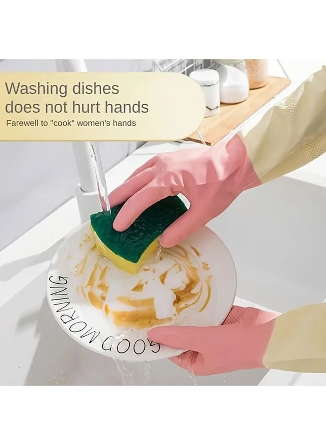 Heavy Duty Waterproof Latex Gloves Non Slip Grip Soft Durable Dishwashing Cleaning Green Size L - Image 3
