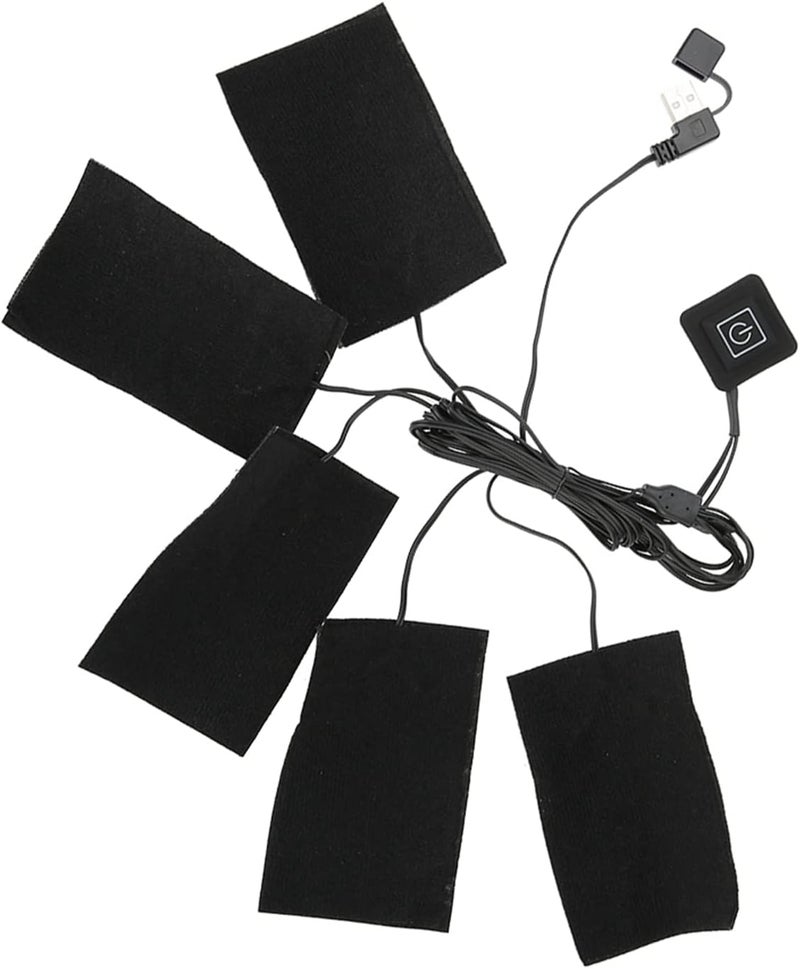 USB Heat Pad,Clothes Heating Pad,USB Electric Clothes Five Heater Pads Heating Element Adjustable Temperature Warmer Tool Electric Cloth Heater Pad for Winter Clothes Pet Warmer - Image 1