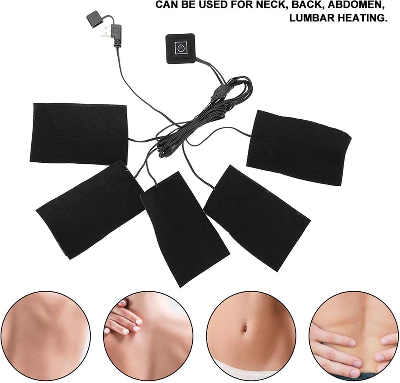 USB Heat Pad,Clothes Heating Pad,USB Electric Clothes Five Heater Pads Heating Element Adjustable Temperature Warmer Tool Electric Cloth Heater Pad for Winter Clothes Pet Warmer - Image 5