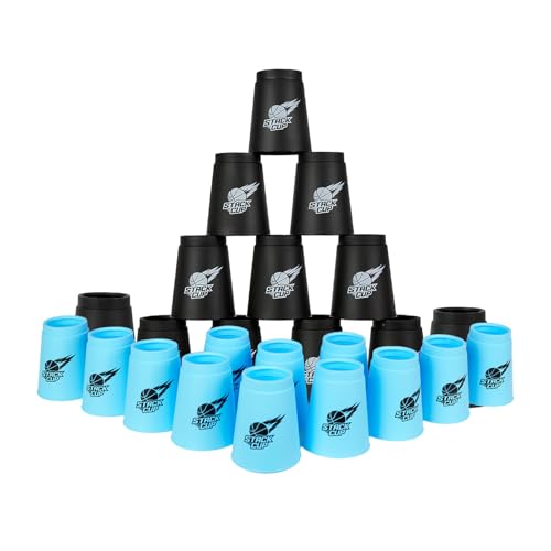 SEISSO 24PCS Quick Stack Cups Sports Training Game for School Family Party Kids Gifts Starter Set of Stacking Cup Blue Black - Image 1