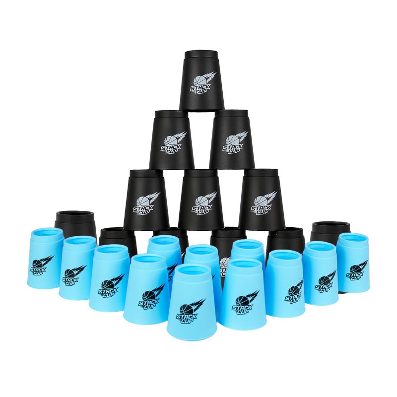 SEISSO 24PCS Quick Stack Cups Sports Training Game for School Family Party Kids Gifts Starter Set of Stacking Cup Blue Black - Image 3