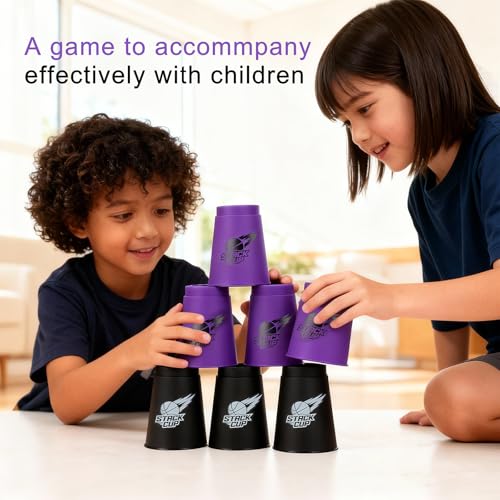 SEISSO 24PCS Quick Stack Cups Sports Training Game for School Family Party Kids Gifts Starter Set of Stacking Cup Blue Black - Image 5