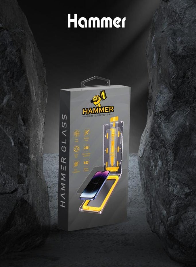 Hammer Tempered Glass Protection Easy Installation Self-Adhesive Hammer iPhone 14 Plus / 13 Pro Max Case - Image 1