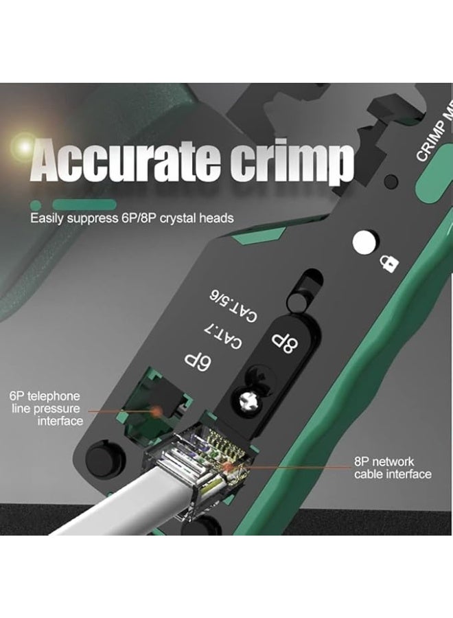Terabyte Crimping Tool, Cat5/ Cat7 Multifunctional Crimp Tool Alloy Carbon Steel 6P 8P RJ11 RJ12 RJ45 STP/UTP Ethernet Cable Modular Crimping Tool (Multicolor)  (Cat-7 Yellow) - Image 4