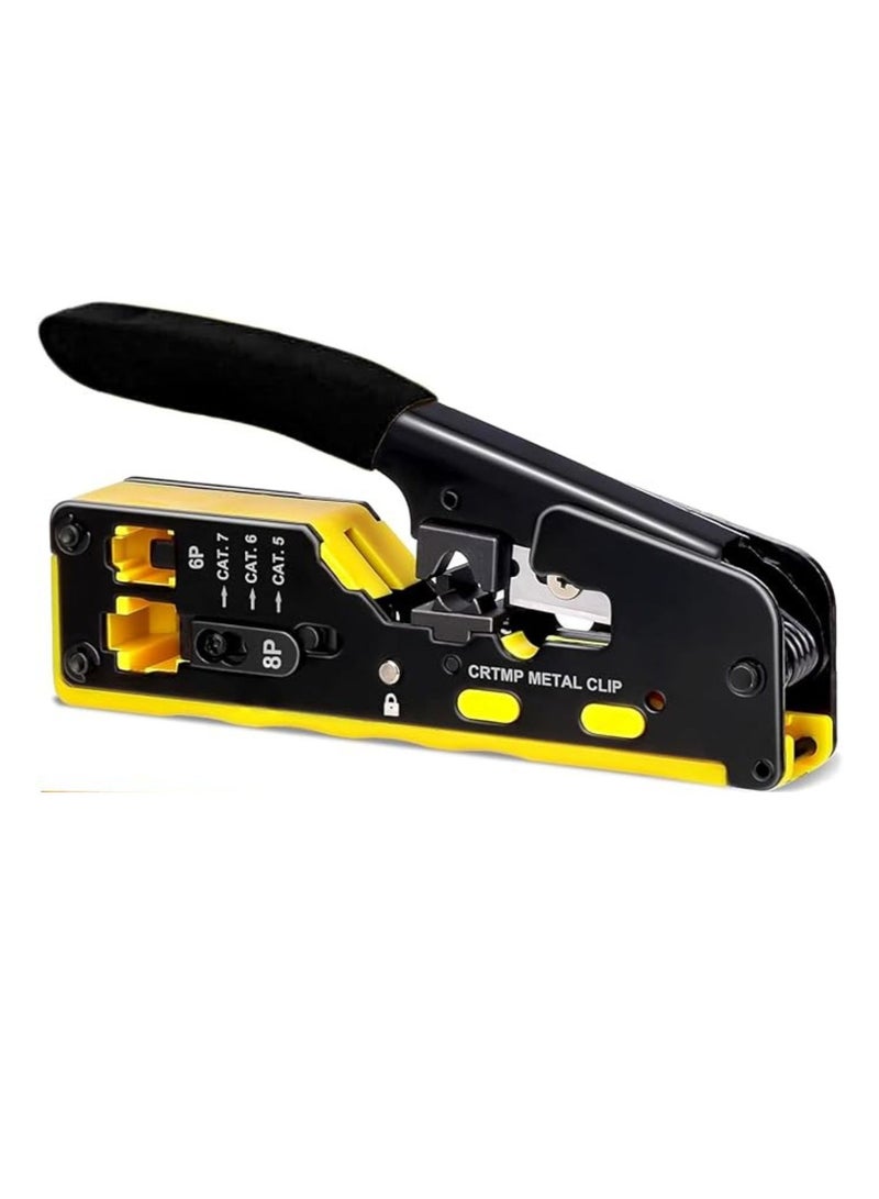 Terabyte Crimping Tool, Cat5/ Cat7 Multifunctional Crimp Tool Alloy Carbon Steel 6P 8P RJ11 RJ12 RJ45 STP/UTP Ethernet Cable Modular Crimping Tool (Multicolor)  (Cat-7 Yellow) - Image 1