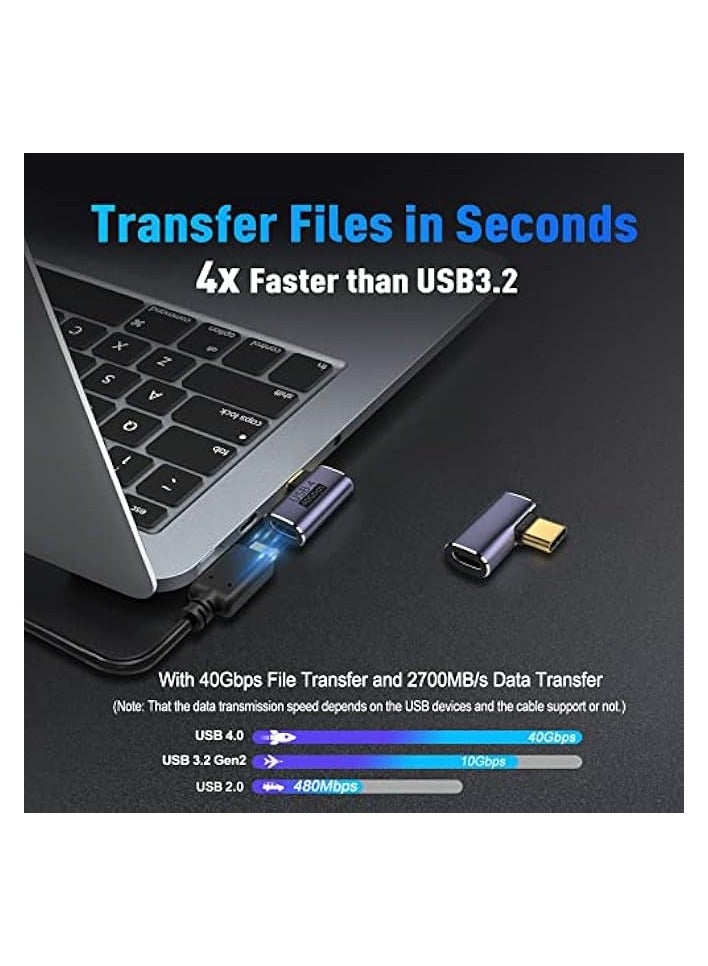 Green Tiger USB C 90 Degree Adapter, USB4 Cable Adapter Support 40Gbps, 100W PD, 8K Video Display, OTG, Type-C Male to Female Right Angle Extender for Thunderbolt4, Laptop, Mobile Phone, Tablet (2 Pack) - Image 3