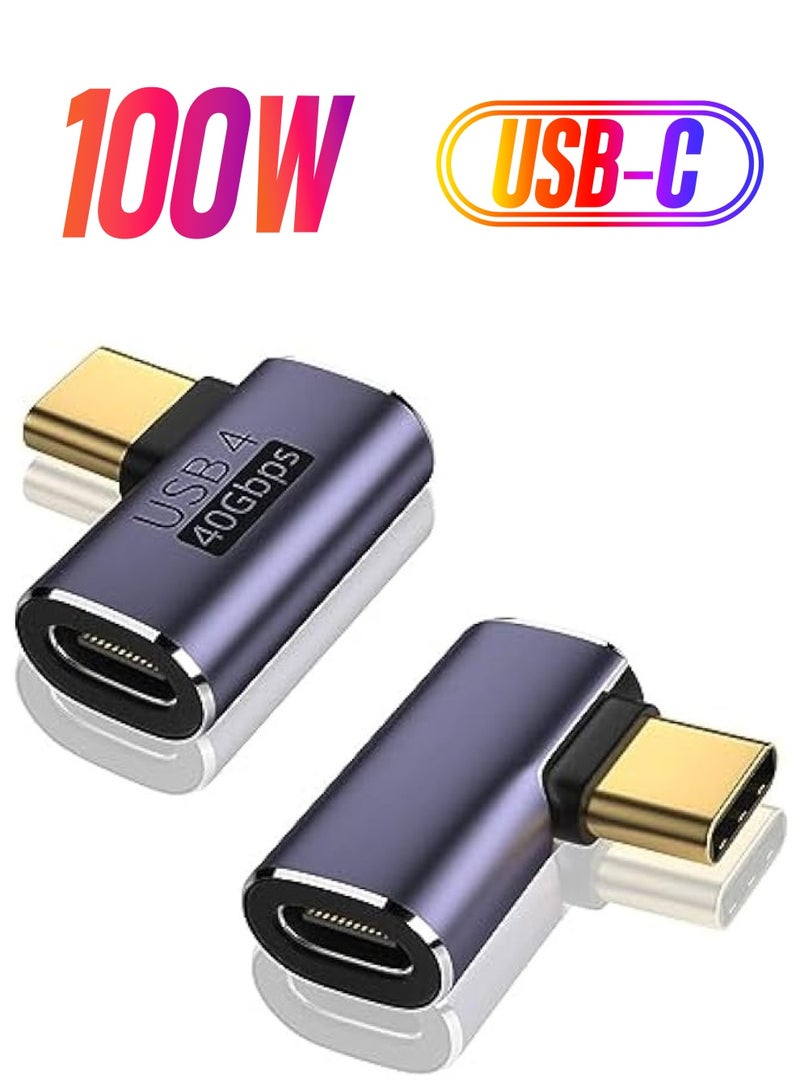 Green Tiger USB C 90 Degree Adapter, USB4 Cable Adapter Support 40Gbps, 100W PD, 8K Video Display, OTG, Type-C Male to Female Right Angle Extender for Thunderbolt4, Laptop, Mobile Phone, Tablet (2 Pack) - Image 1