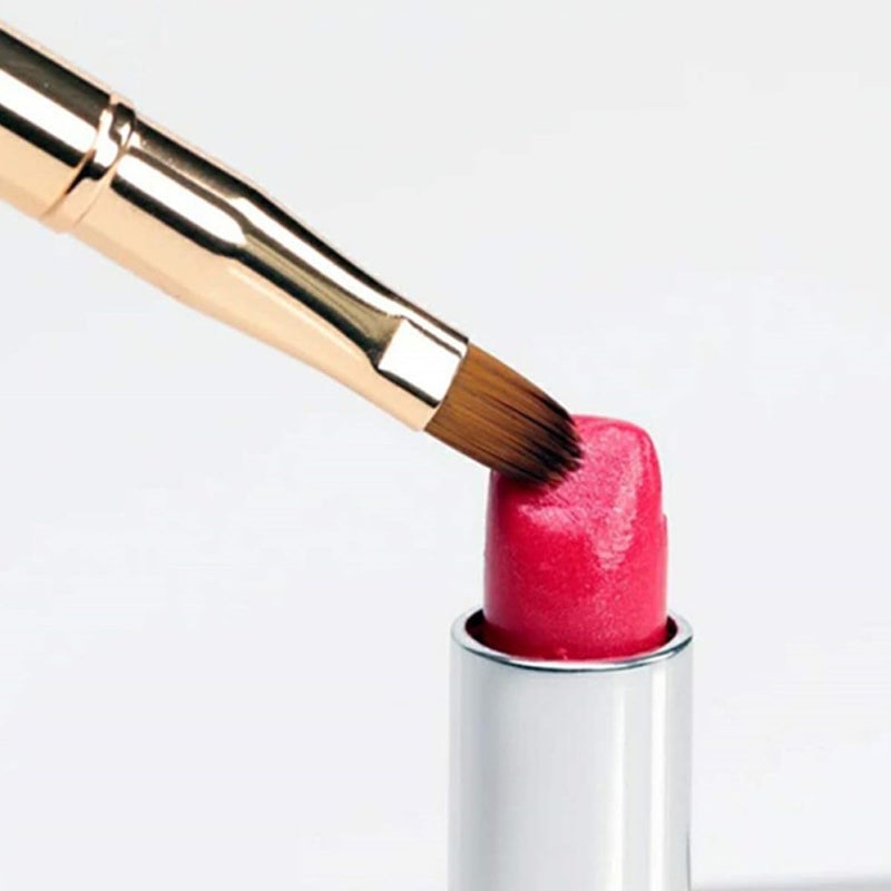 Retractable Double-ended Lip Brush for Women Portable Compact Cosmetic Tool with Fine Dense Bristles Precise Concealer and Lipstick Applicator Golden Makeup Brush for Daily Use - Image 4