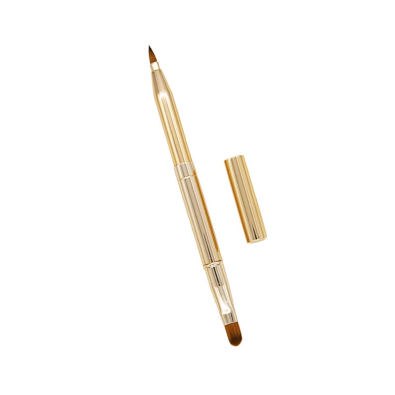Retractable Double-ended Lip Brush for Women Portable Compact Cosmetic Tool with Fine Dense Bristles Precise Concealer and Lipstick Applicator Golden Makeup Brush for Daily Use - Image 1