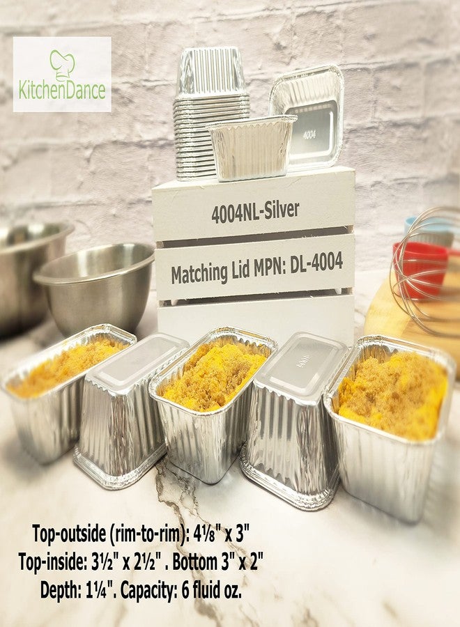 KitchenDance.com KitchenDance Disposable Aluminum Mini Loaf Pans without Lid - 6 Ounces Rectangular Individual Sized Loaf Pans, Aluminum Foil Baking Pans perfect for Cakes, Cobblers - #4004, (Silver, 50) - Image 2