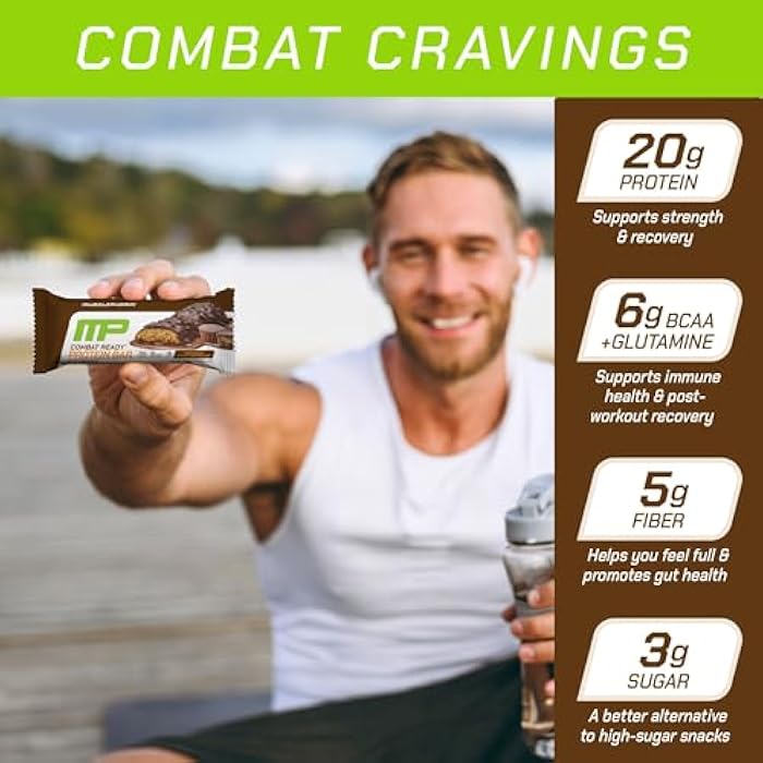 MusclePharm Combat Ready Chocolate Peanut Butter Cup, High Protein Bars, Combat Cravings, Fuel Performance & Meet Energy Demands, 20g Protein from Whey Protein, 5g Fiber, Gluten Free, 4 Bars - Image 3