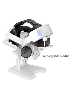 PROMASS For Meta Quest 3 Headset Charging Dock, VR Display Stand Accessories Compatible with Meta Quest 3 VR Headset and Touch Controllers, Station Holder Base with LED Light, White  - Image 3