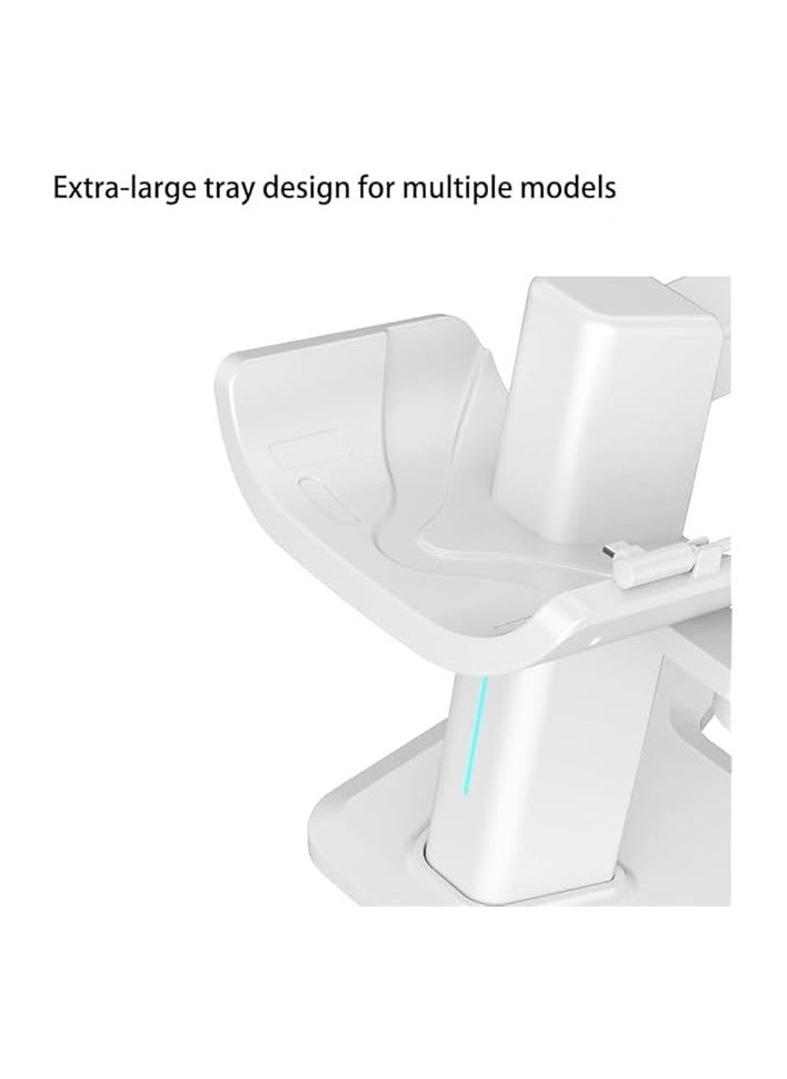 PROMASS - For Meta Quest 3 Headset Charging Dock, VR Display Stand Accessories Compatible with Meta Quest 3 VR Headset and Touch Controllers, Station Holder Base with LED Light, White - Image 1
